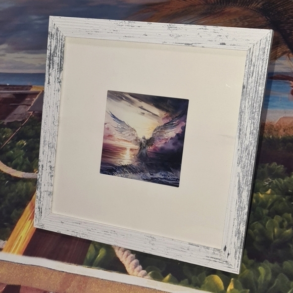 8x8 Angel Walking Over the Ocean Watercolor Art Oil Painting‎ Framed Print - Picture 10 of 11